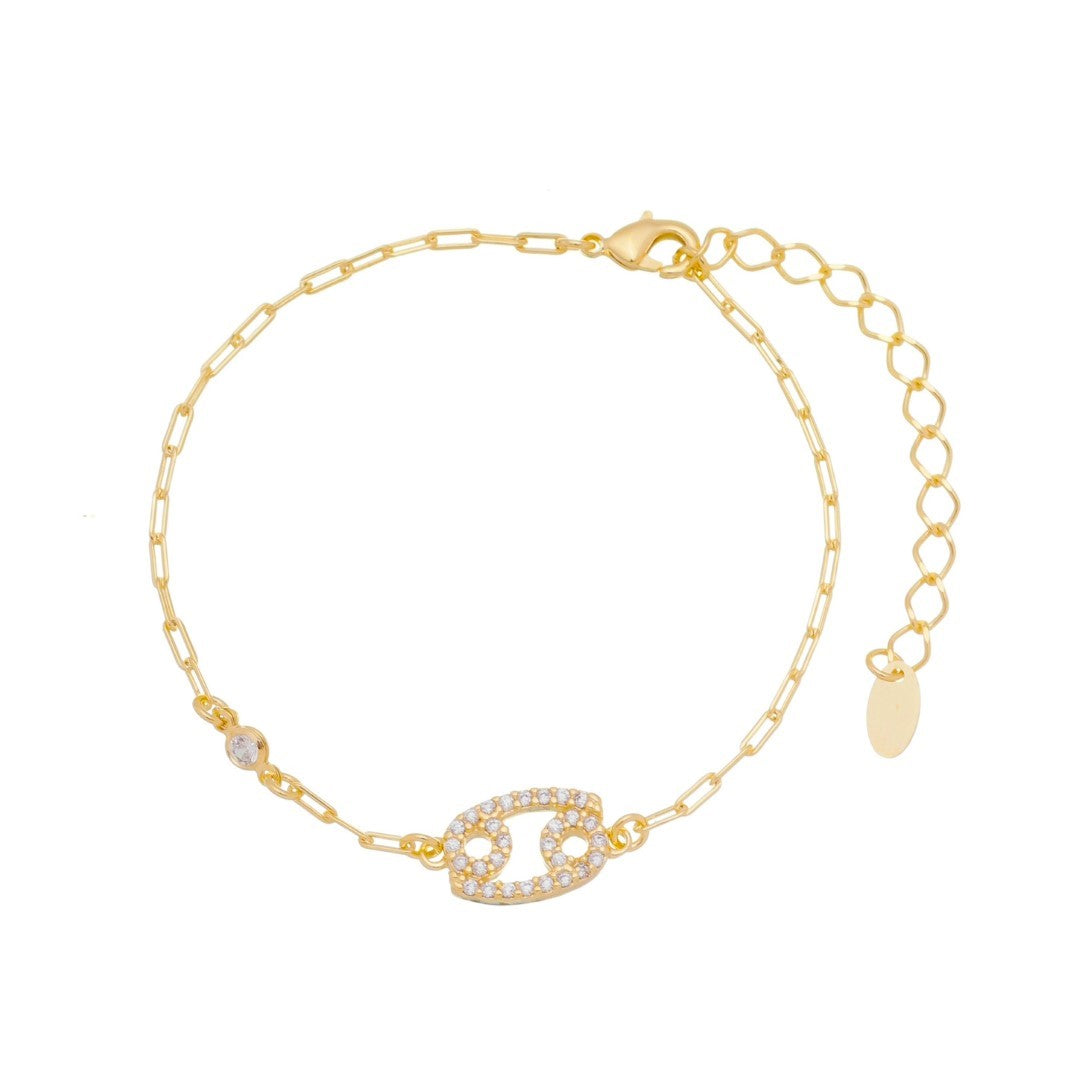 Pulseira Símbolo Signo Zircônias Folheada a Ouro 18k