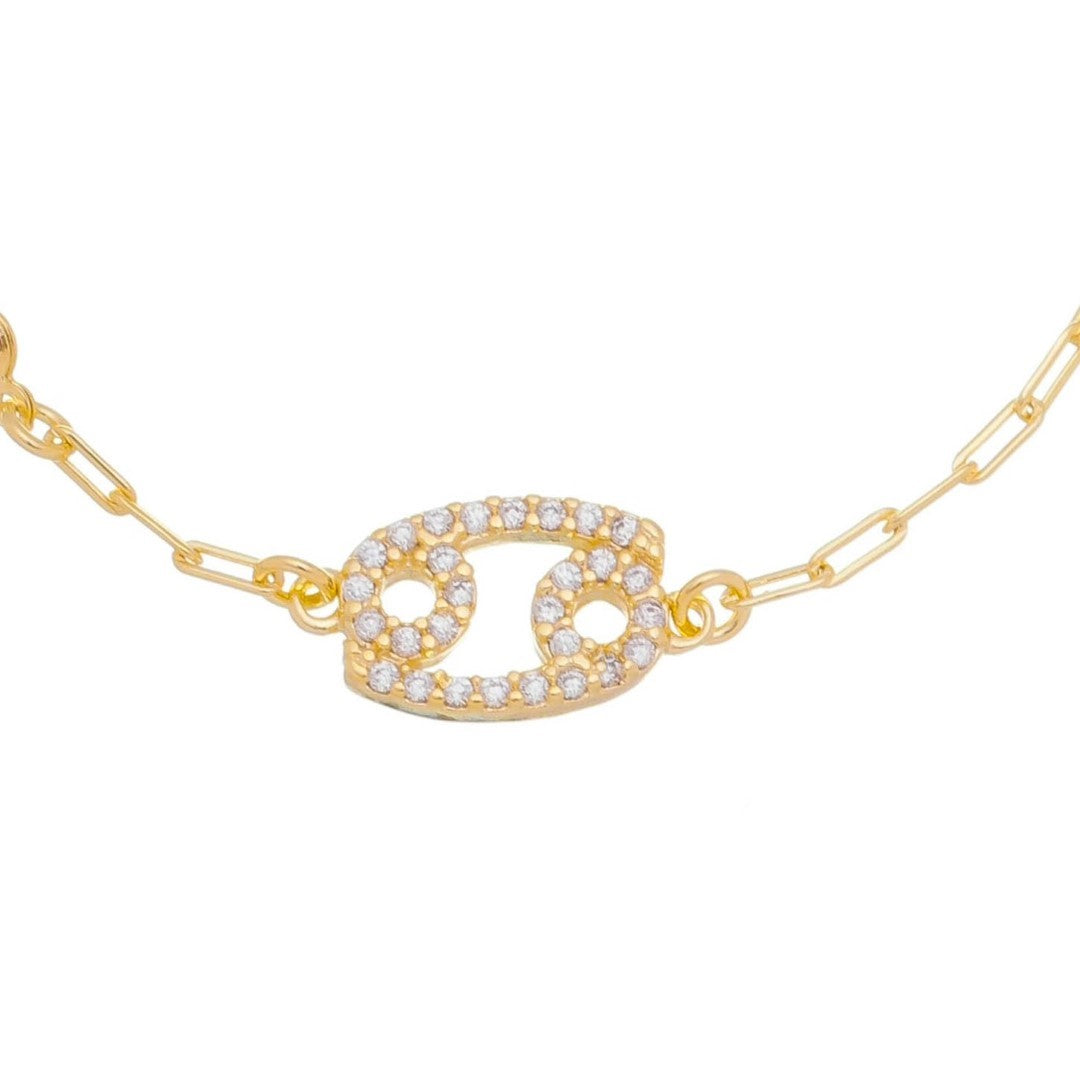 Pulseira Símbolo Signo Zircônias Folheada a Ouro 18k