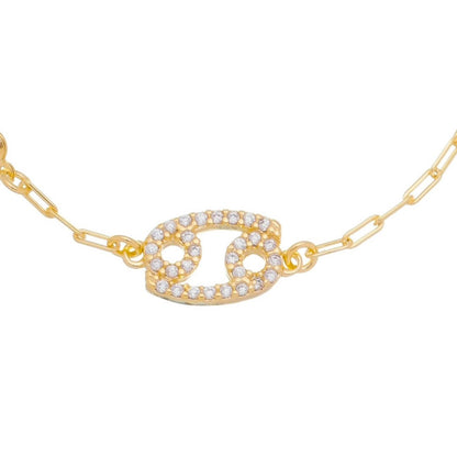 Pulseira Símbolo Signo Zircônias Folheada a Ouro 18k