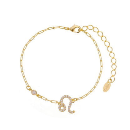 Pulseira Símbolo Signo Zircônias Folheada a Ouro 18k