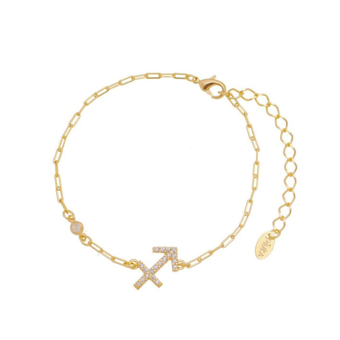 Pulseira Símbolo Signo Zircônias Folheada a Ouro 18k