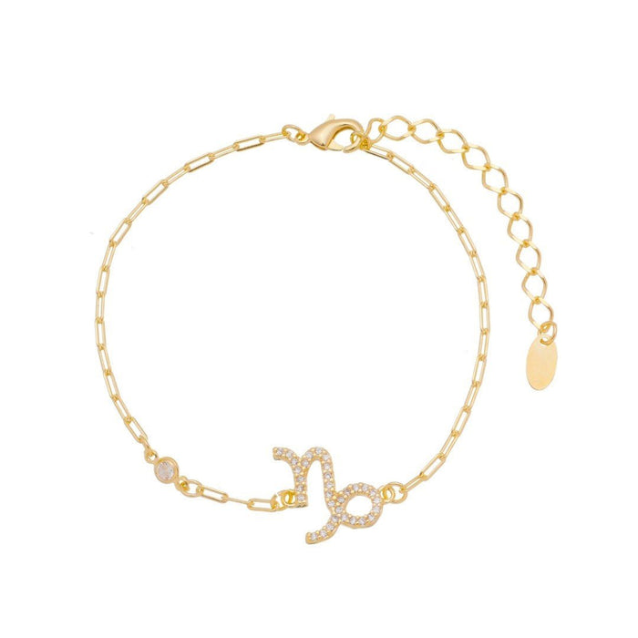 Pulseira Símbolo Signo Zircônias Folheada a Ouro 18k