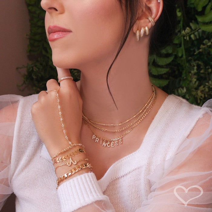 Pulseira Símbolo Signo Zircônias Folheada a Ouro 18k