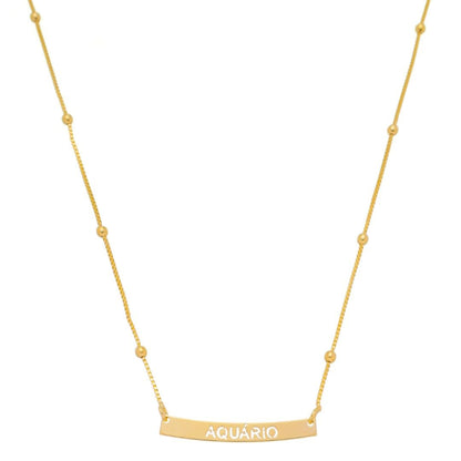 Colar de Signos Plaquinha Folheado a Ouro 18k