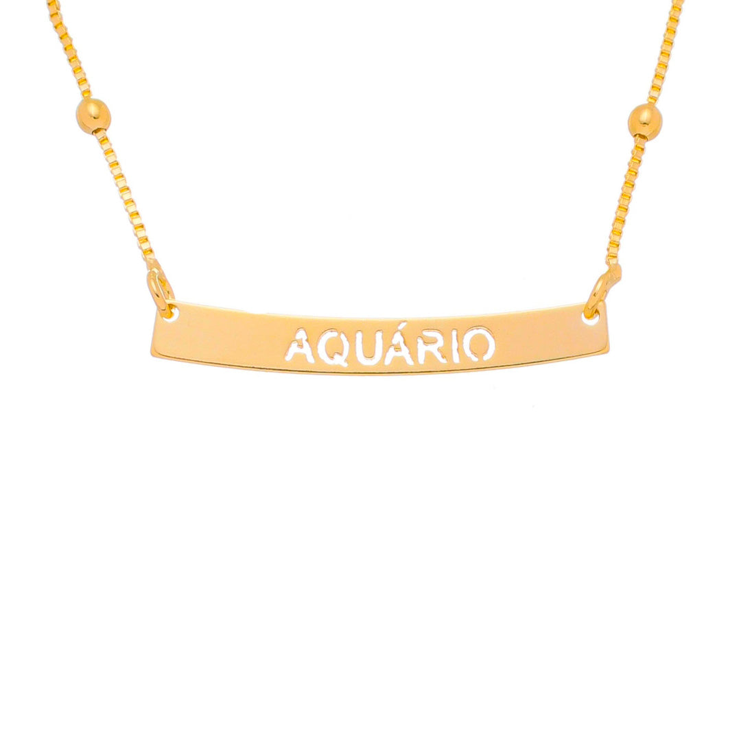 Colar de Signos Plaquinha Folheado a Ouro 18k