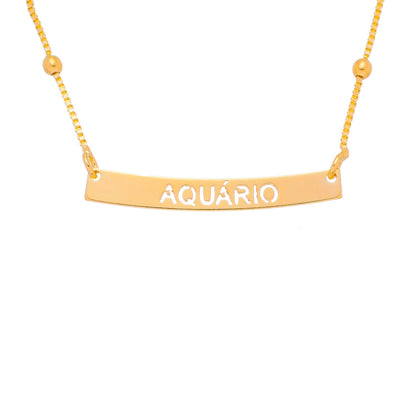 Colar de Signos Plaquinha Folheado a Ouro 18k