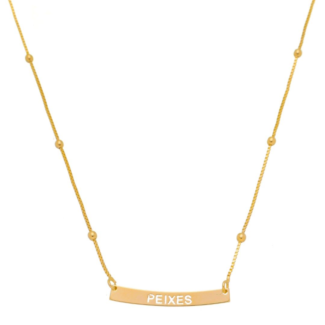 Colar de Signos Plaquinha Folheado a Ouro 18k