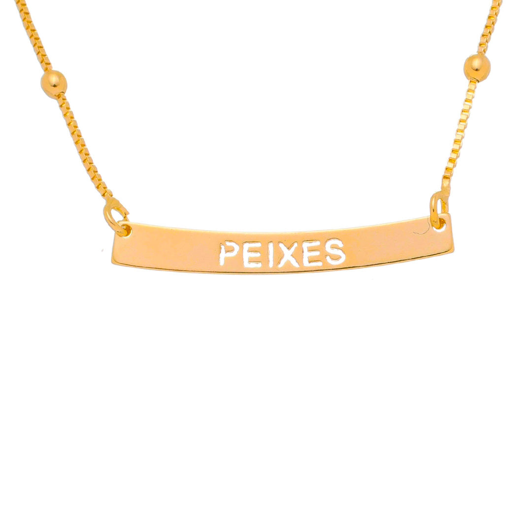 Colar de Signos Plaquinha Folheado a Ouro 18k