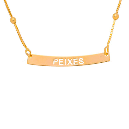 Colar de Signos Plaquinha Folheado a Ouro 18k