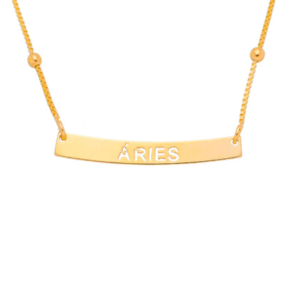 Colar de Signos Plaquinha Folheado a Ouro 18k