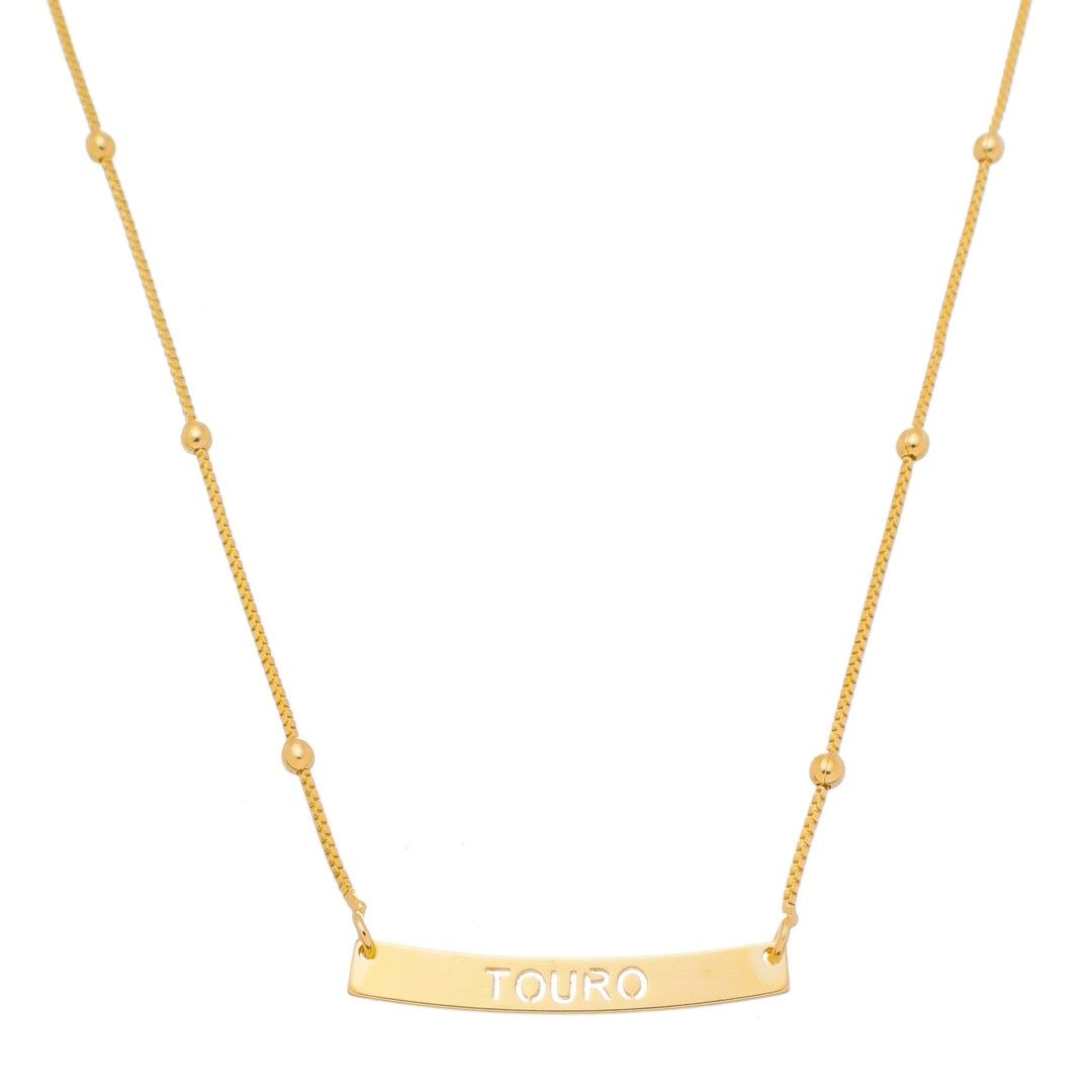 Colar de Signos Plaquinha Folheado a Ouro 18k