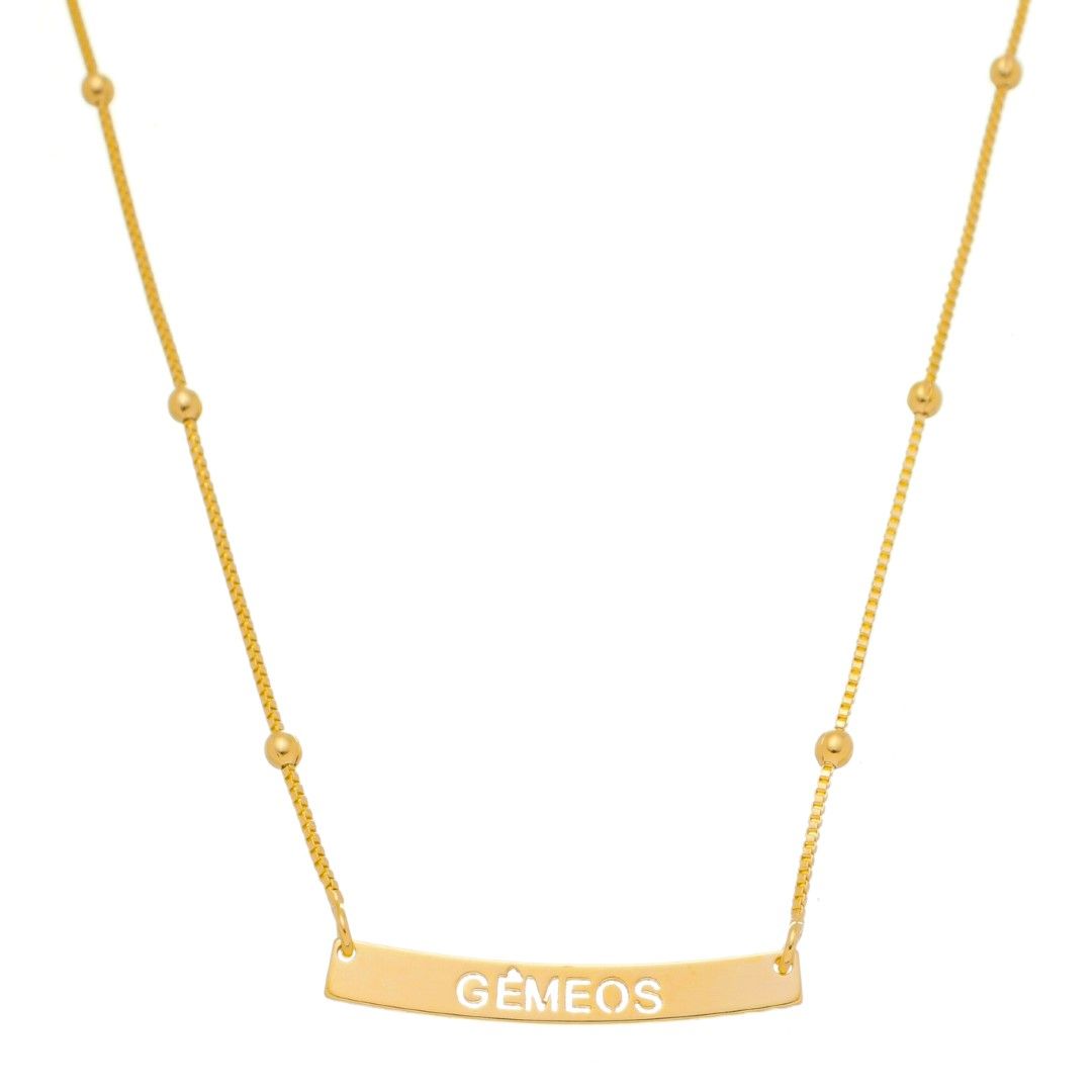 Colar de Signos Plaquinha Folheado a Ouro 18k