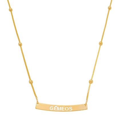Colar de Signos Plaquinha Folheado a Ouro 18k