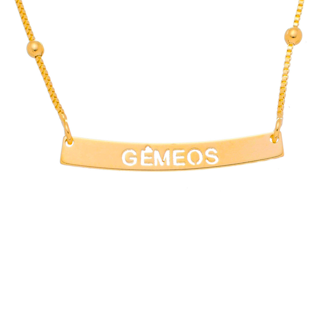 Colar de Signos Plaquinha Folheado a Ouro 18k