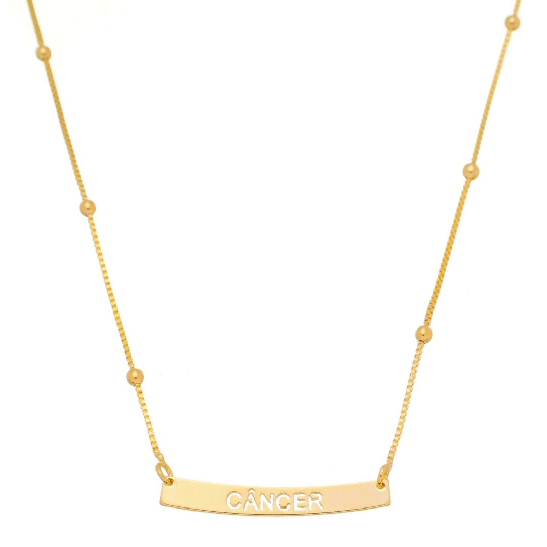 Colar de Signos Plaquinha Folheado a Ouro 18k