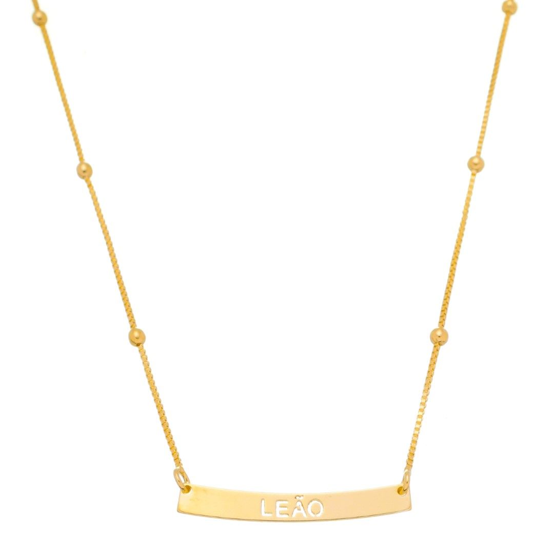 Colar de Signos Plaquinha Folheado a Ouro 18k