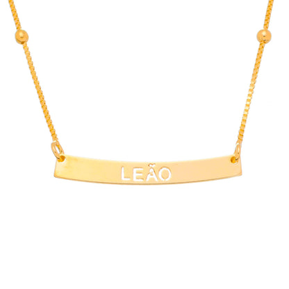 Colar de Signos Plaquinha Folheado a Ouro 18k