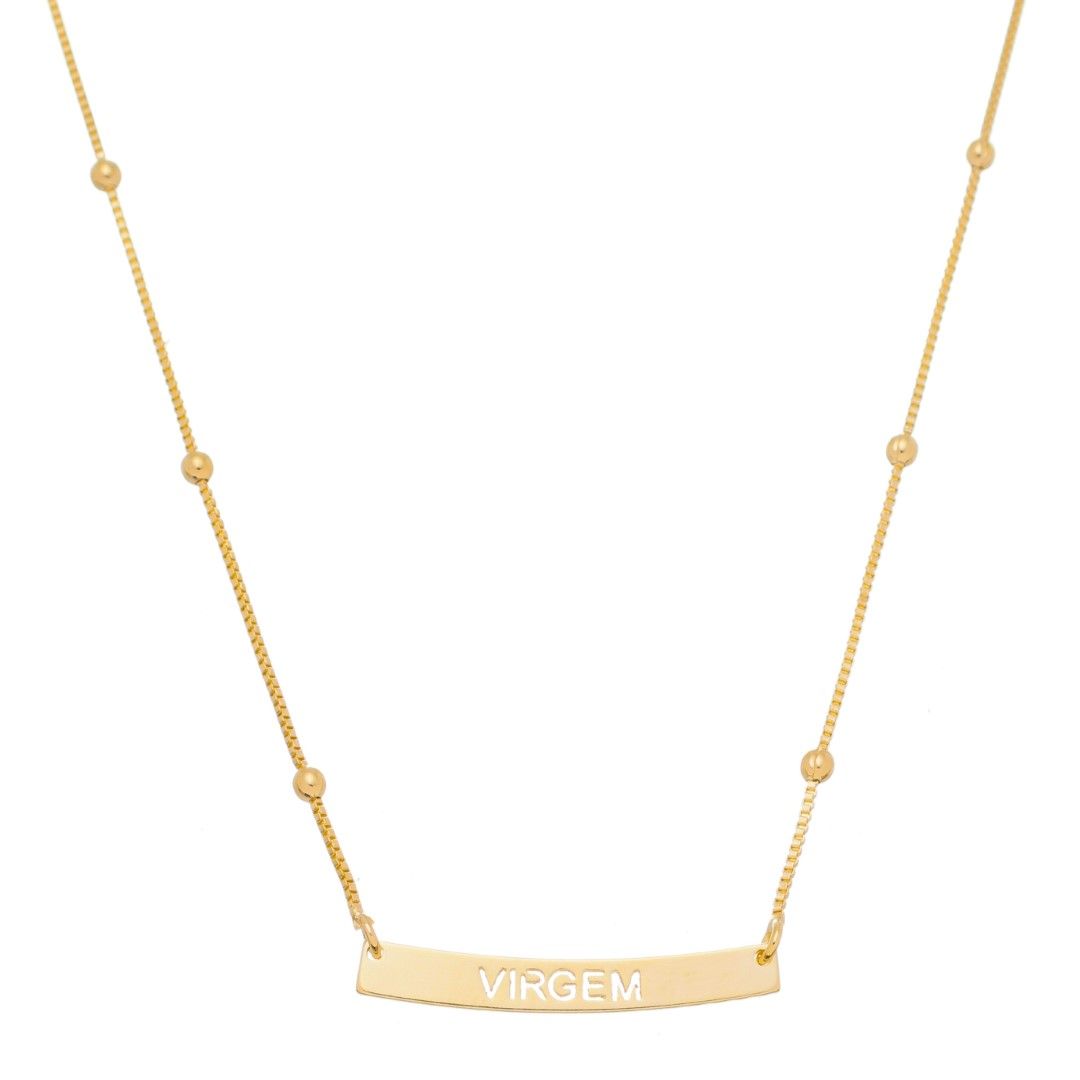 Colar de Signos Plaquinha Folheado a Ouro 18k