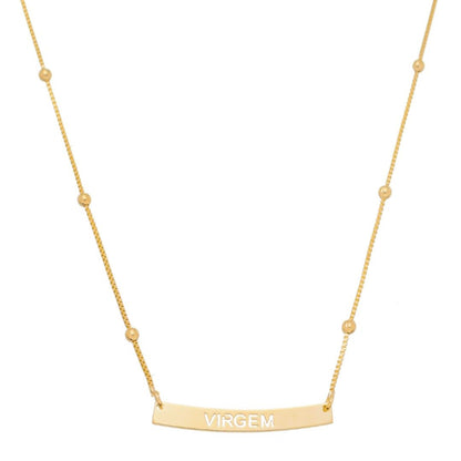 Colar de Signos Plaquinha Folheado a Ouro 18k