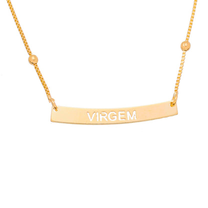 Colar de Signos Plaquinha Folheado a Ouro 18k