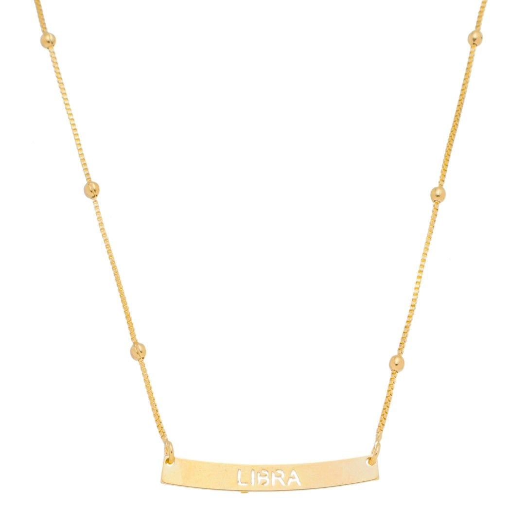 Colar de Signos Plaquinha Folheado a Ouro 18k