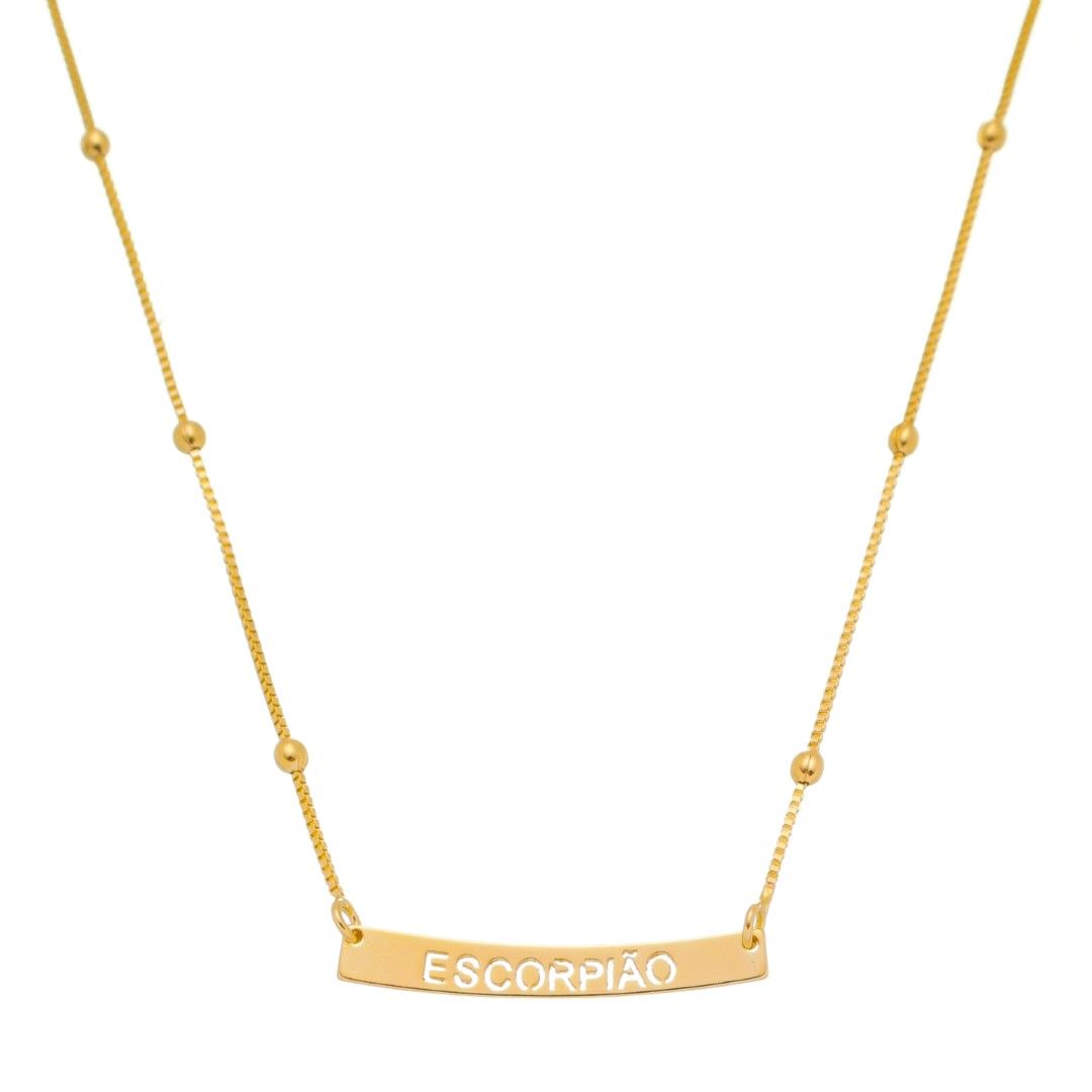 Colar de Signos Plaquinha Folheado a Ouro 18k