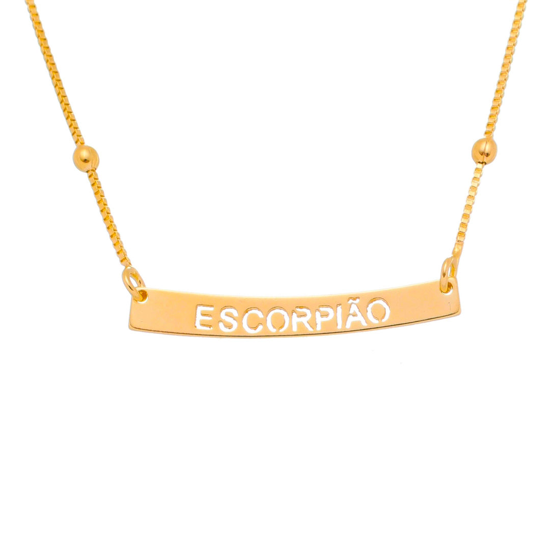 Colar de Signos Plaquinha Folheado a Ouro 18k