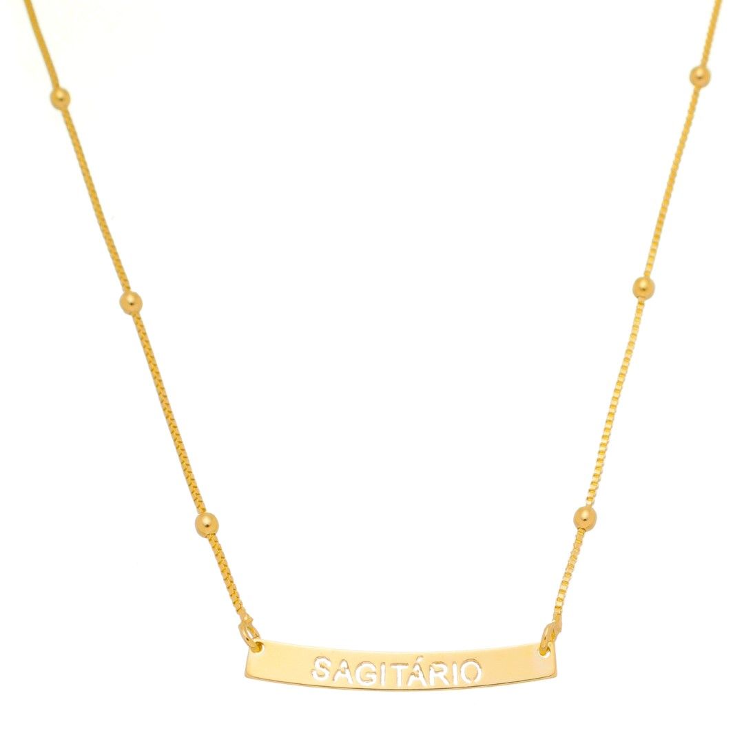 Colar de Signos Plaquinha Folheado a Ouro 18k