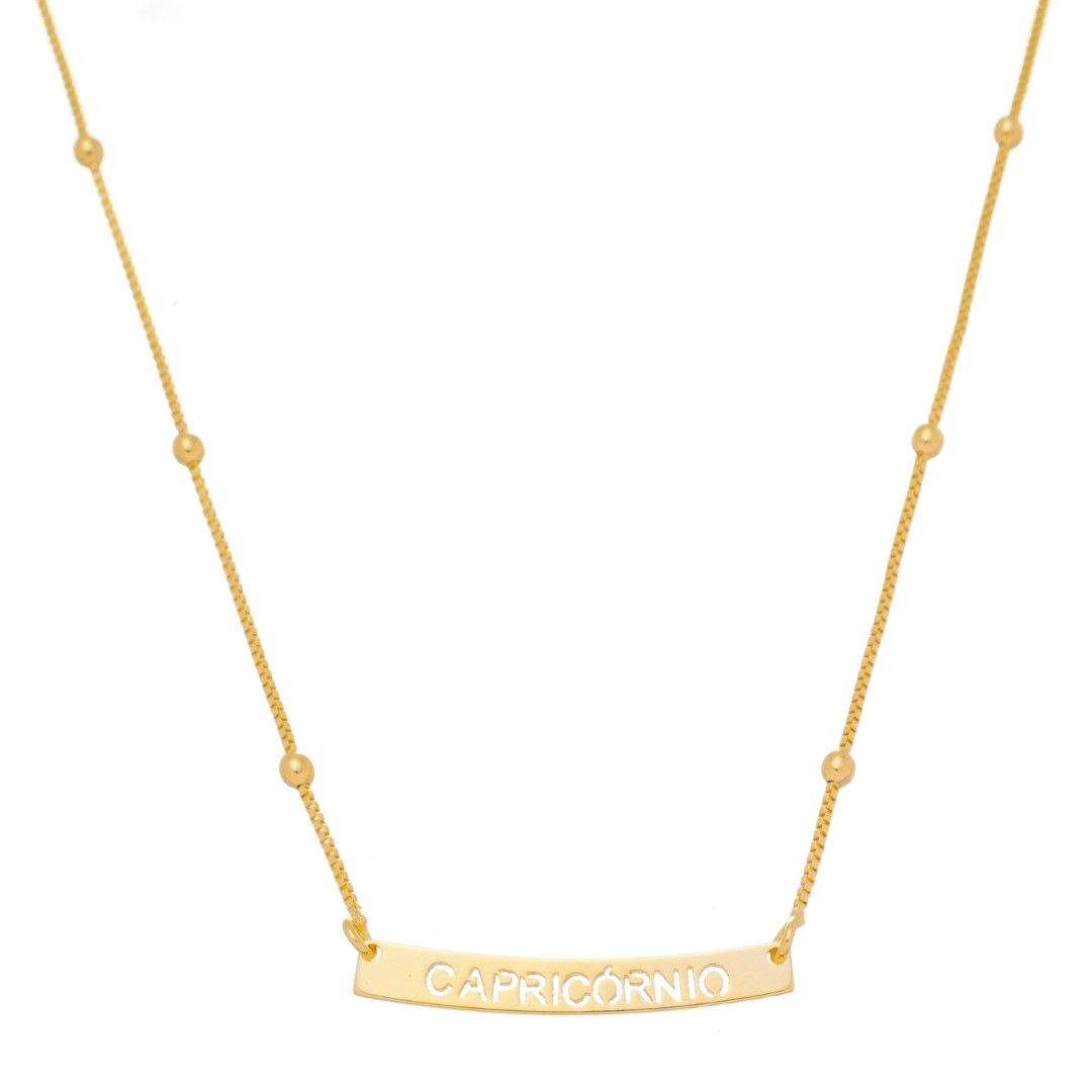 Colar de Signos Plaquinha Folheado a Ouro 18k