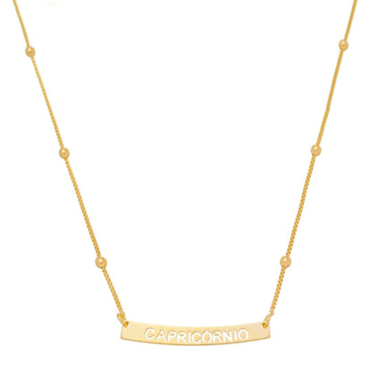 Colar de Signos Plaquinha Folheado a Ouro 18k