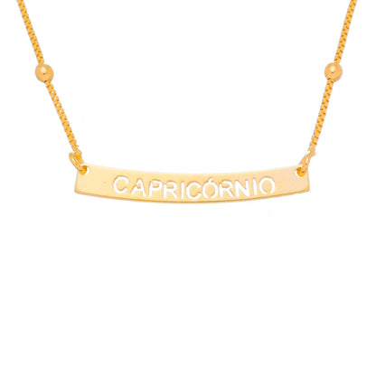 Colar de Signos Plaquinha Folheado a Ouro 18k