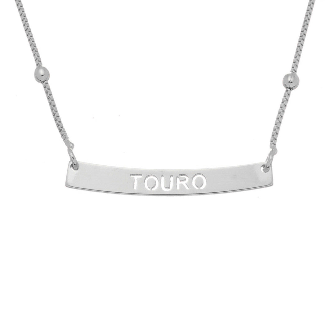 Colar de Signos Plaquinha Folheado em Ródio Branco
