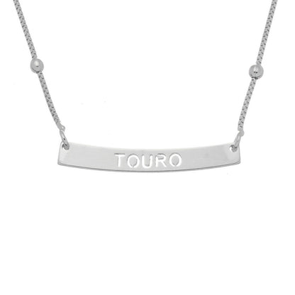 Colar de Signos Plaquinha Folheado em Ródio Branco
