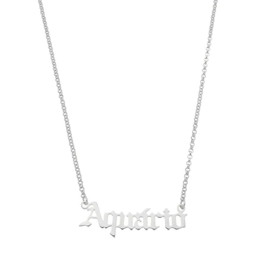 Colar de Signos Manuscrito Folheado em Ródio Branco