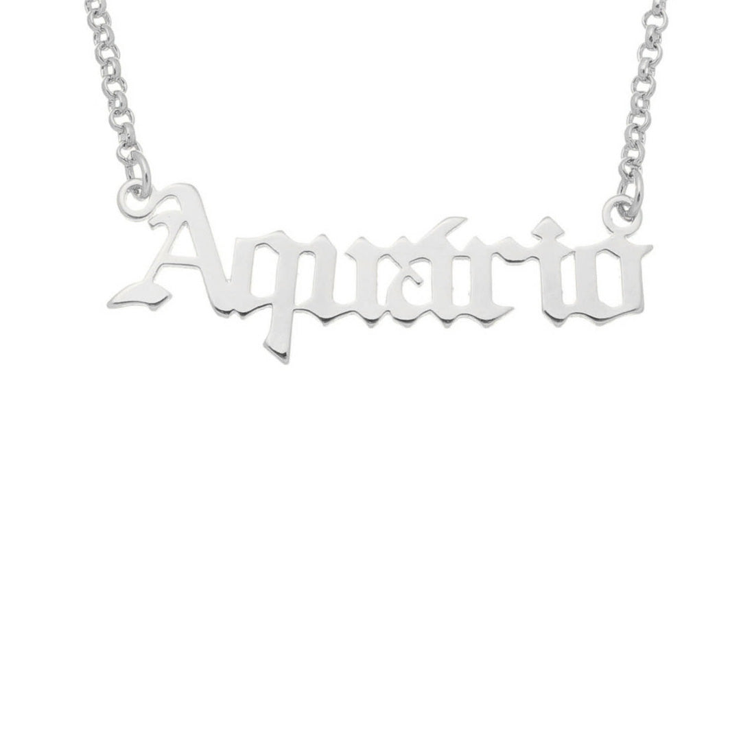 Colar de Signos Manuscrito Folheado em Ródio Branco