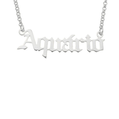Colar de Signos Manuscrito Folheado em Ródio Branco
