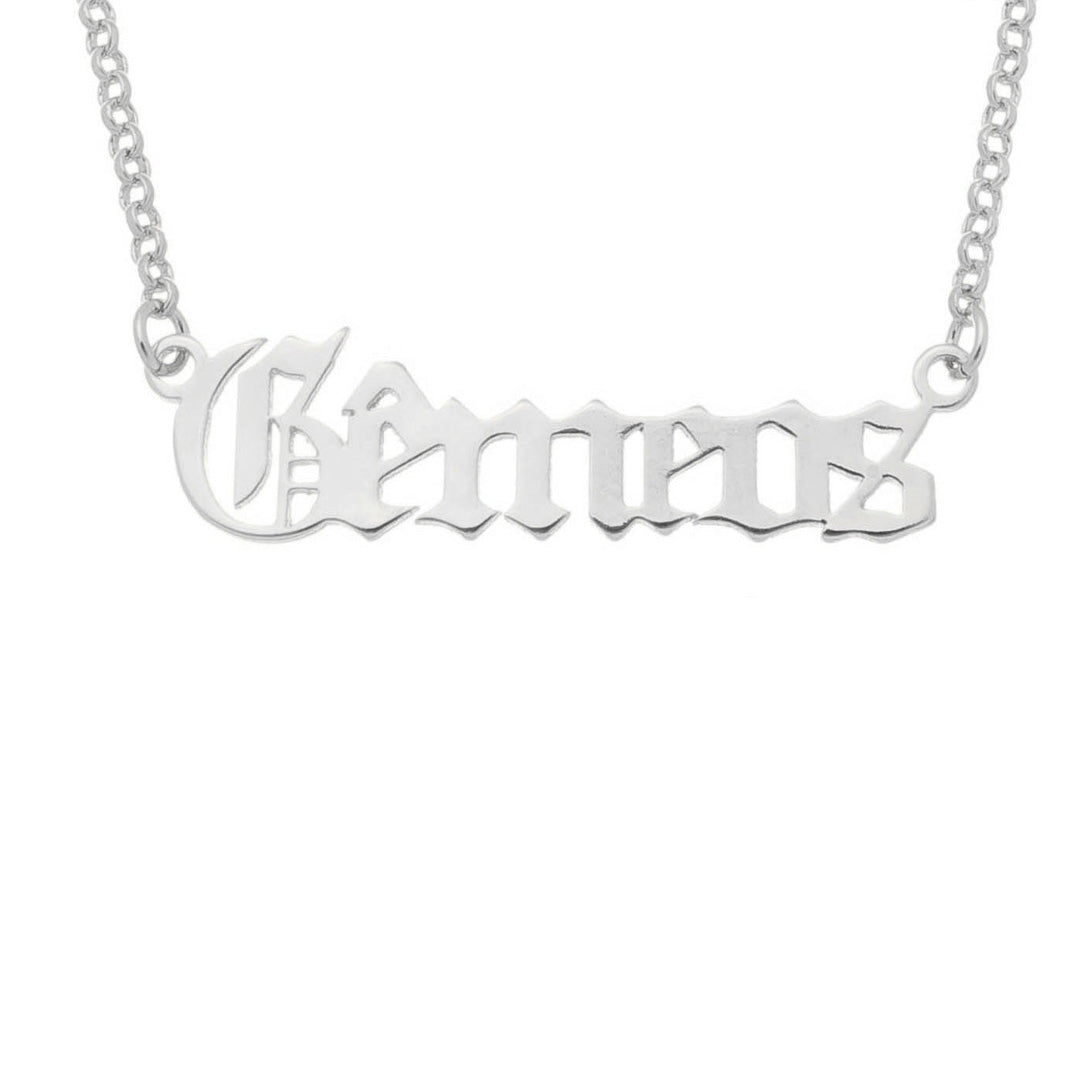 Colar de Signos Manuscrito Folheado em Ródio Branco