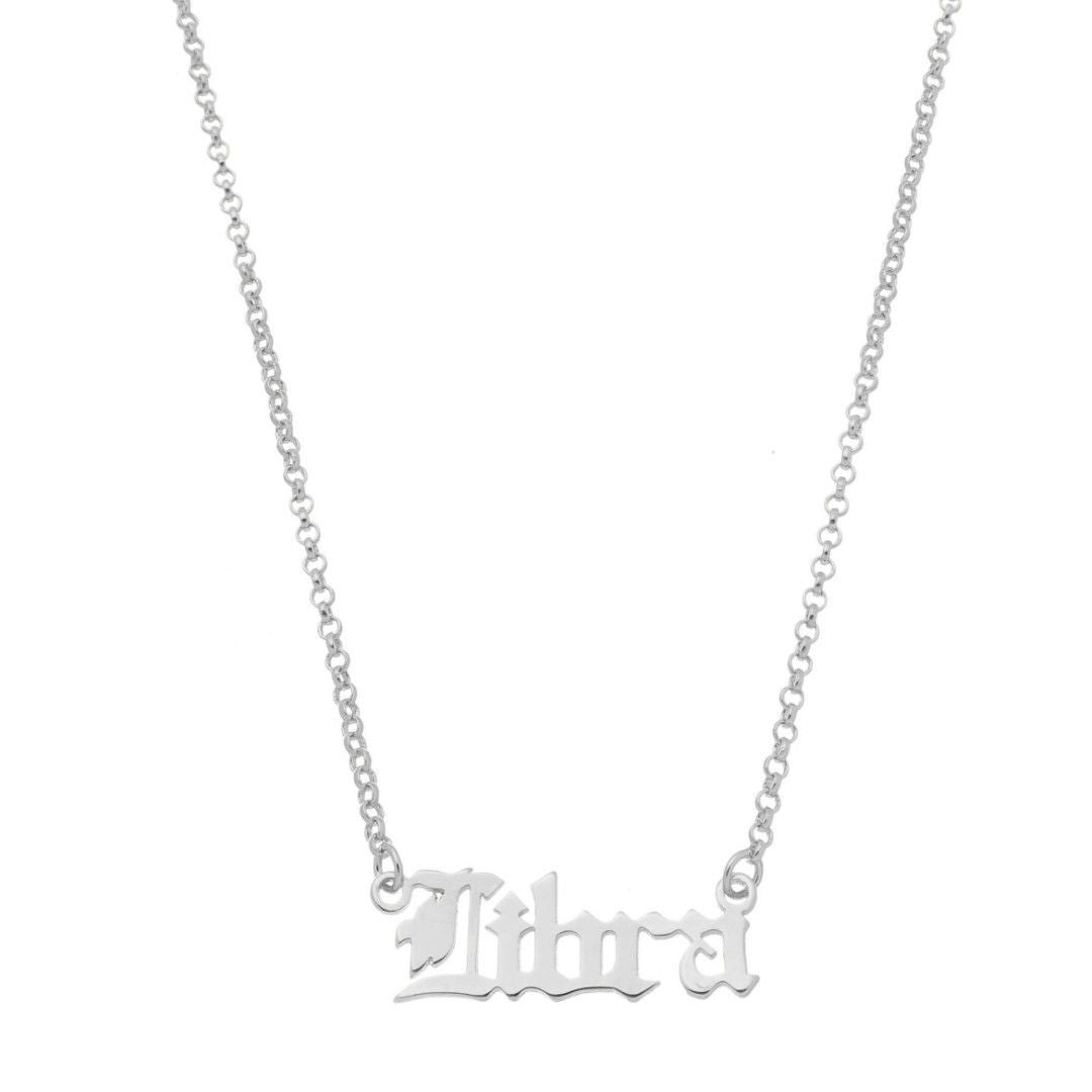 Colar de Signos Manuscrito Folheado em Ródio Branco