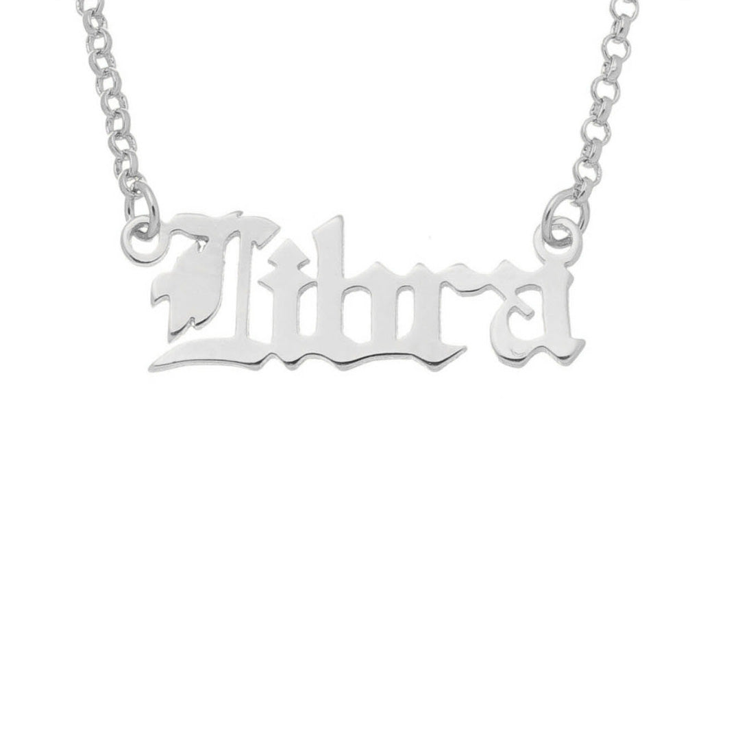 Colar de Signos Manuscrito Folheado em Ródio Branco