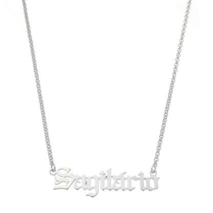 Colar de Signos Manuscrito Folheado em Ródio Branco