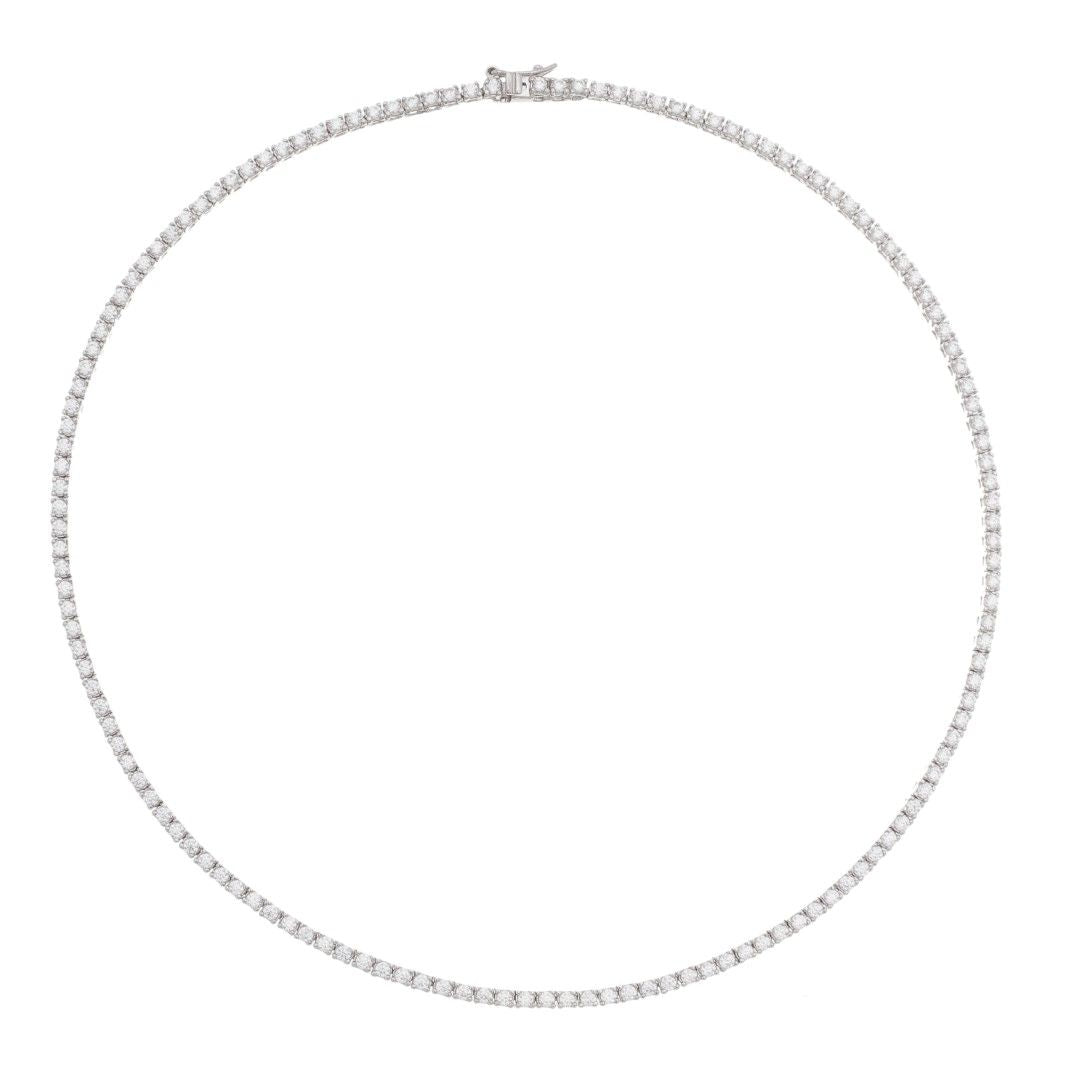 Colar Feminino Riviera Eugene 38 cm Zircônias Prata 925 Banhado em Ródio Branco