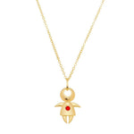 Colar Menina Ponto de Luz Pink Folheado a Ouro 18k