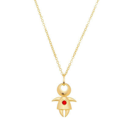 Colar Menina Ponto de Luz Pink Folheado a Ouro 18k