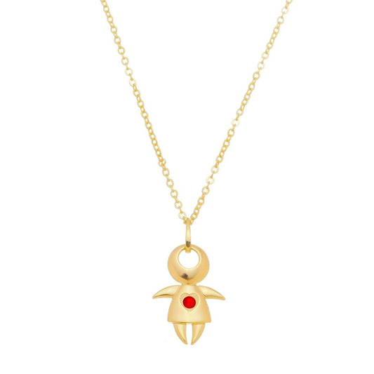 Colar Menina Ponto de Luz Pink Folheado a Ouro 18k