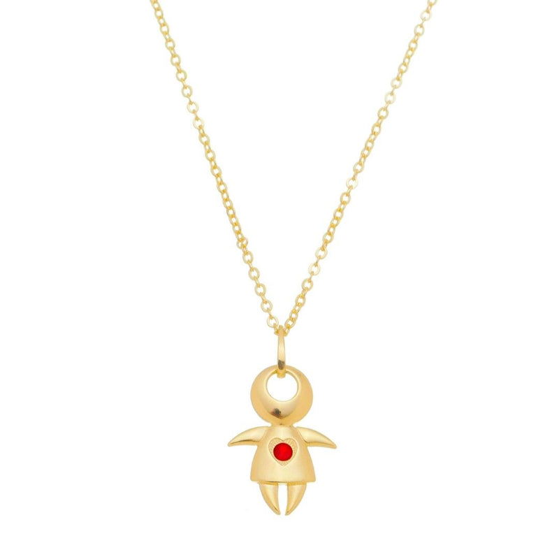 Colar Menina Ponto de Luz Pink Folheado a Ouro 18k
