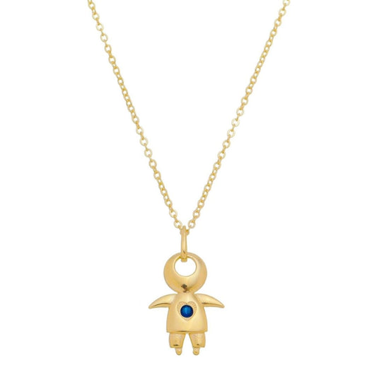 Colar Menino Ponto de Luz Safira Folheado a Ouro 18k