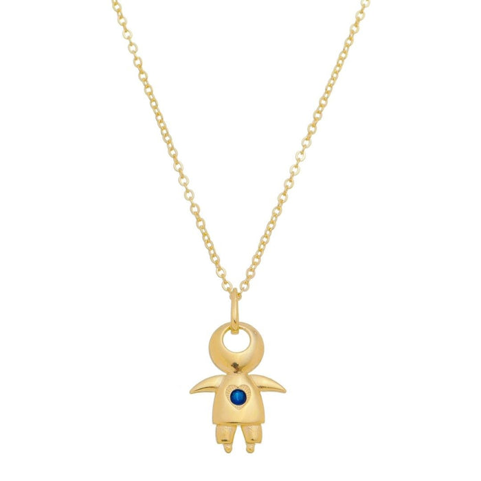 Colar Menino Ponto de Luz Safira Folheado a Ouro 18k