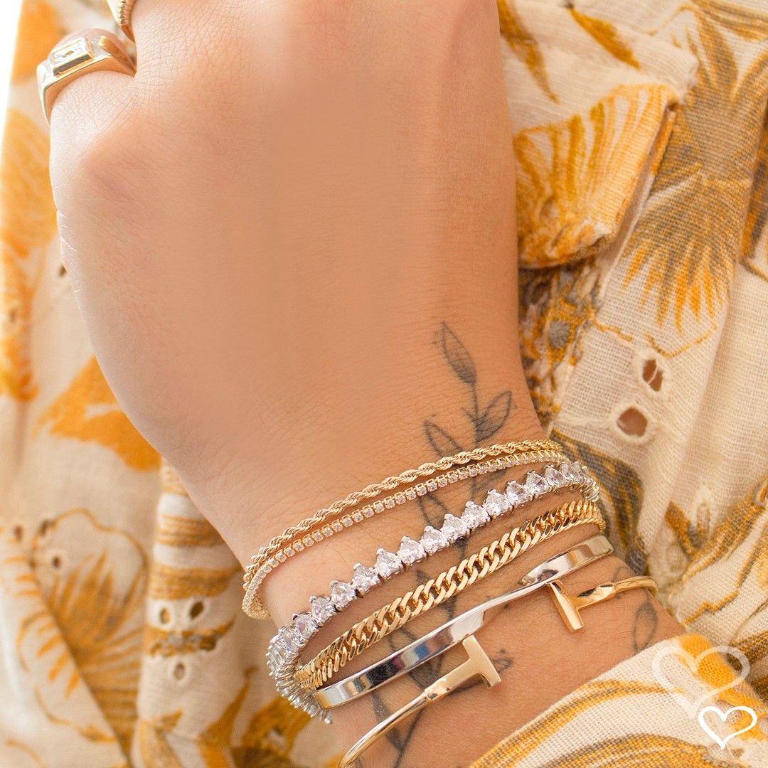 Pulseira Folheada a Ouro 18k Duas Voltas Cordão Baiano e Zircônias Meg
