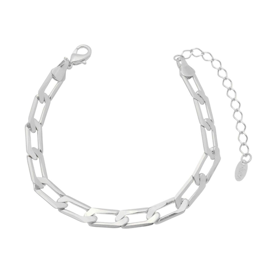 Pulseira Feminina Elos Folheada em Ródio Branco Natália