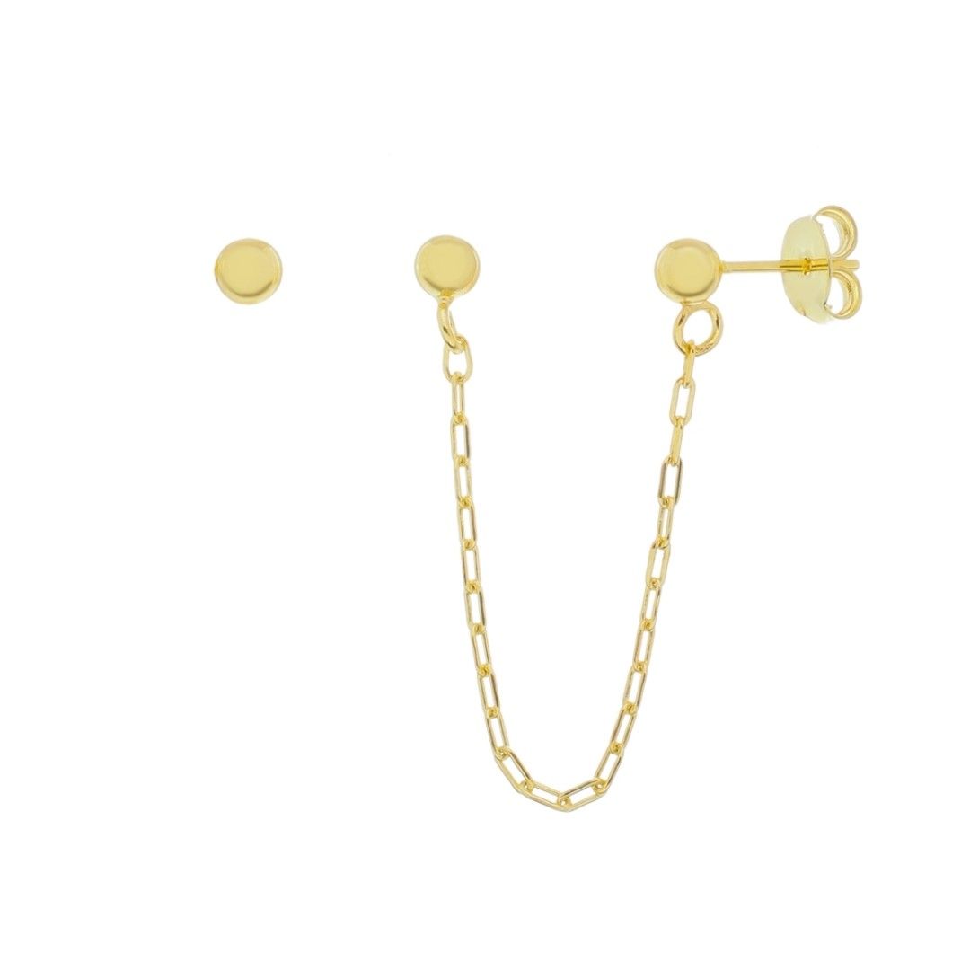 Brinco Ear Line Pietra Bolinha Folheado a Ouro 18k